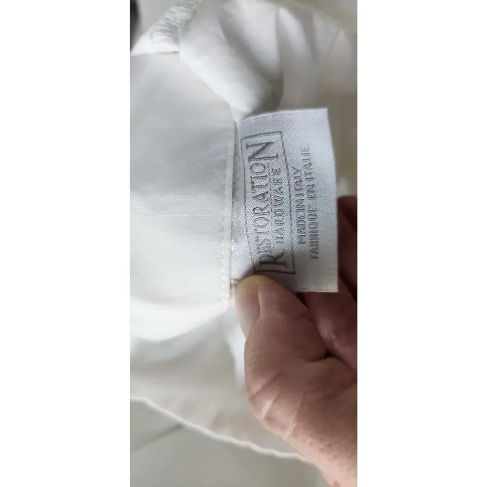 Restoration Hardware Duvet Cover Italy White Gray Border Full/Queen Cotton